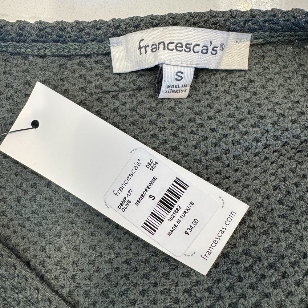 NWT Francesca’s Julia Hunter Green Waffle Knit Lounge Set, Top & Bottom - Small - Picture 6 of 16